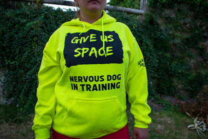 lady-wearing-high-vis-yellow-give-us-space-nervy-mutt-hoody